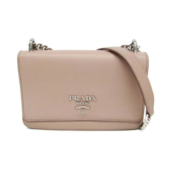 Prada Handbags - PRADA Cream Leather Saffiano Shoulder Bag